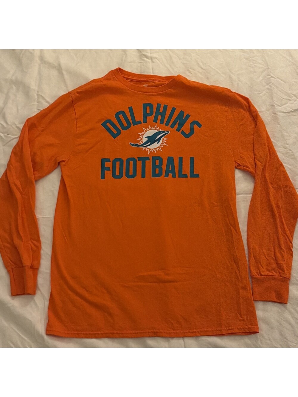 Miami Dolphins Graphic Shirt medium Long Sleeve Orange Aqua Fanatics NFL